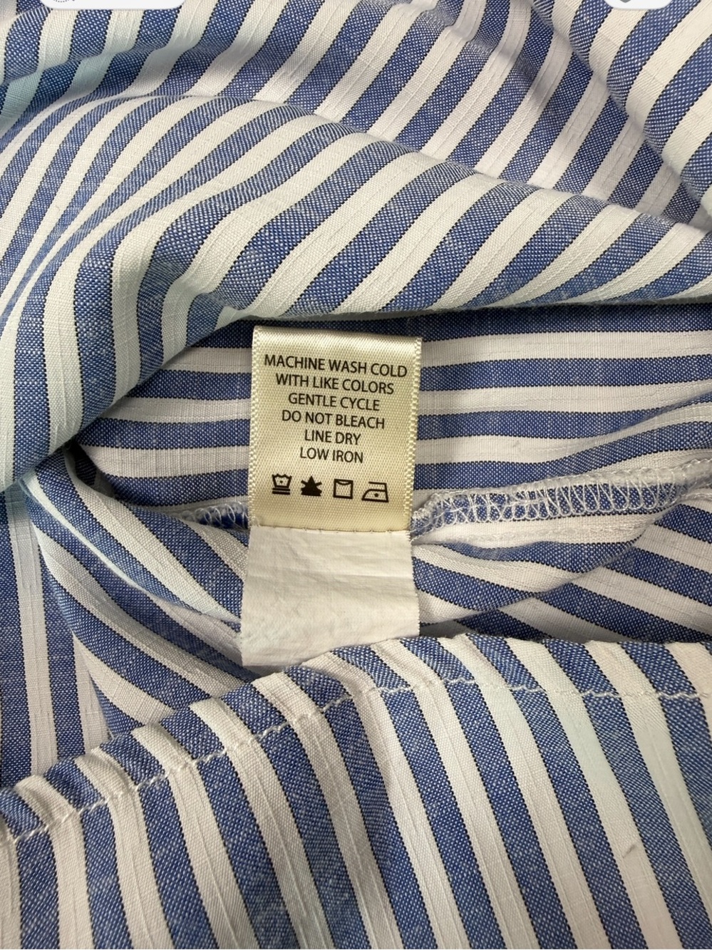 Max Studio Blue & White Striped Popover Blouse Collared Neck Short Cuffed Sleeve - Picture 7 of 11